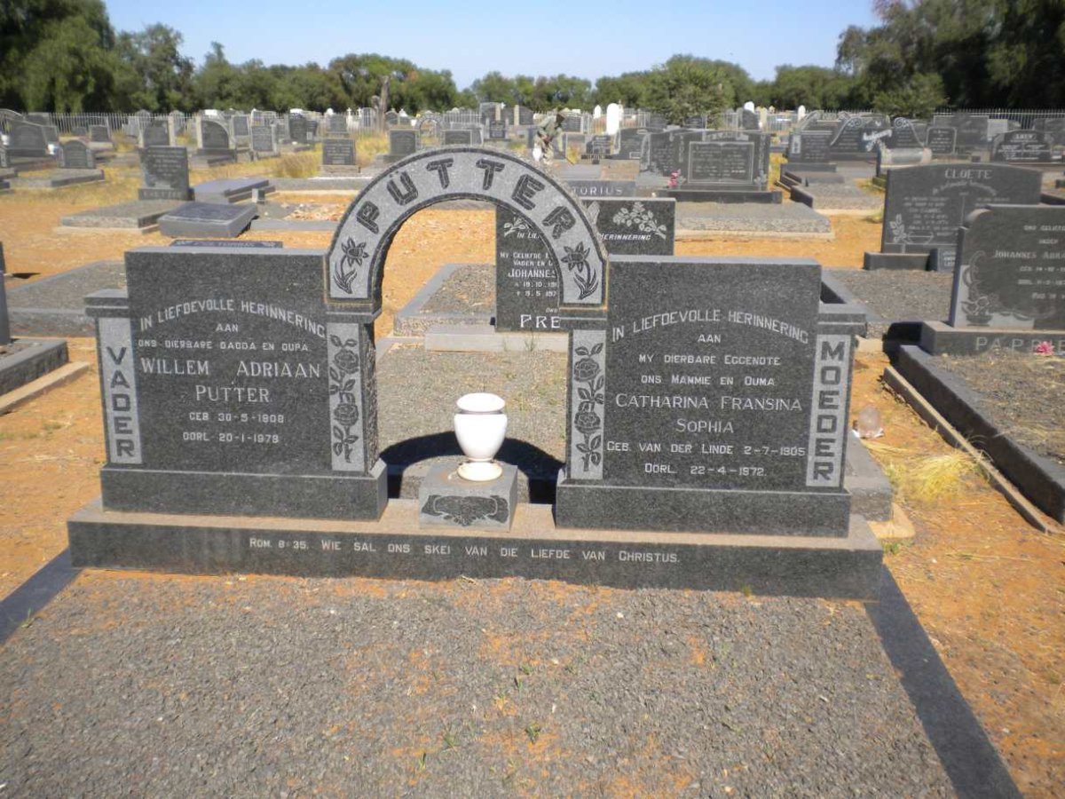 PUTTER Willem Adriaan 1908-1978 &amp; Catharina Fransina Sophia VAN DER LINDE 1905-1872