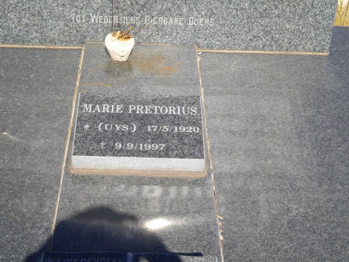 PRETORIUS Marie nee UYS 1920-1997