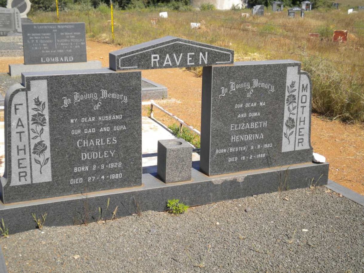 RAVEN Charles Dudley 1922-1980 &amp; Elizabeth Hendrina BESTER 1923-1988