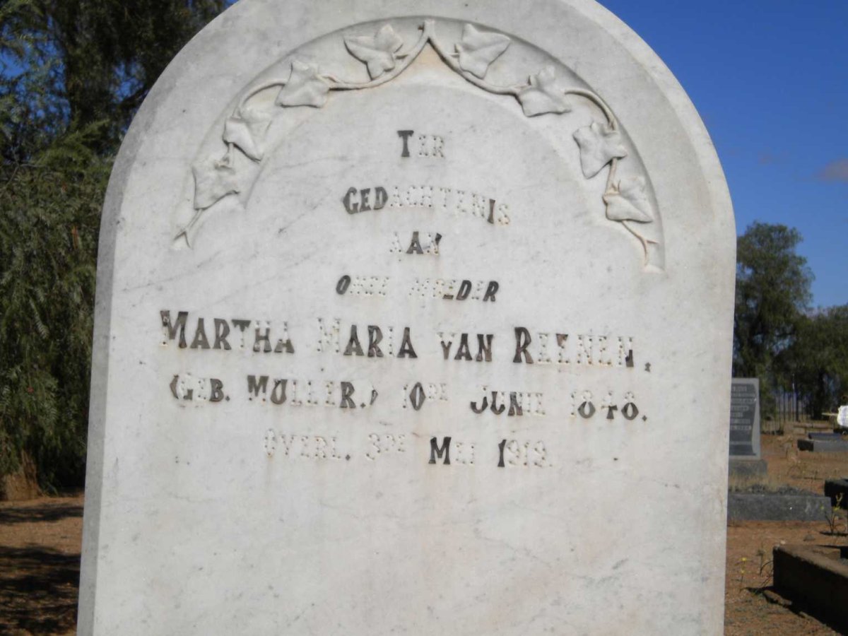 REENEN Martha Maria, van nee MULLER 1848-1919