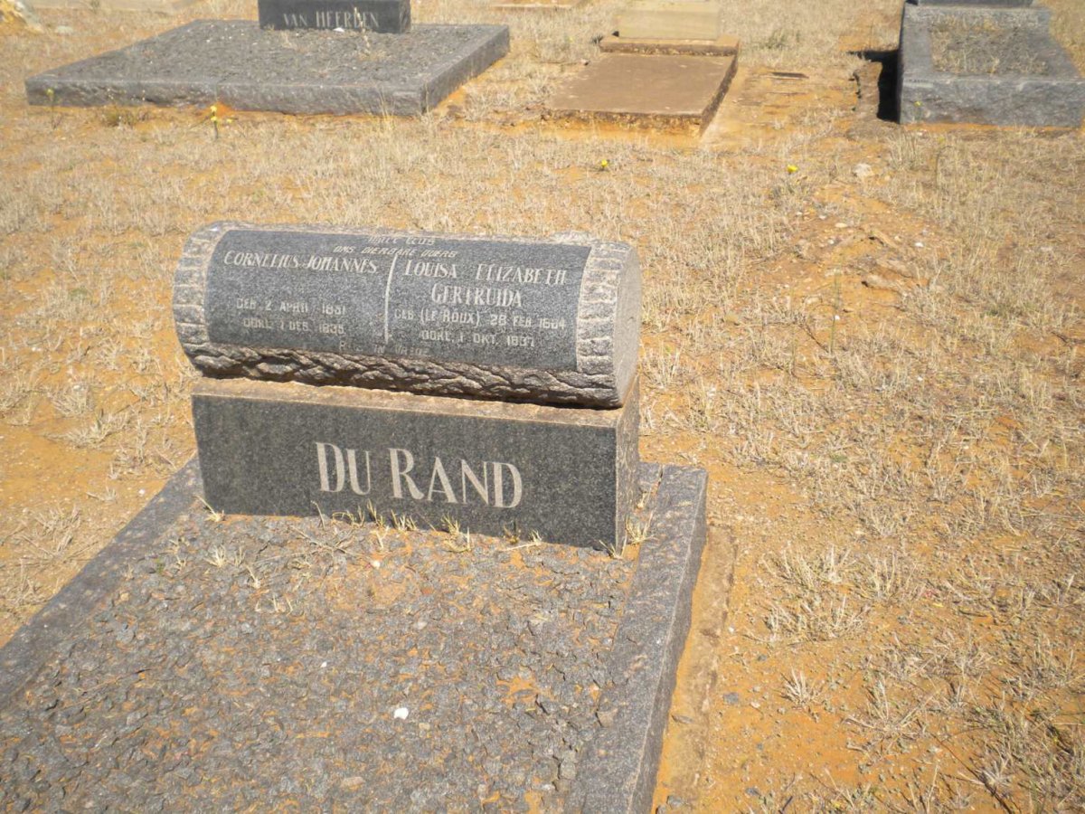 RAND Cornelius Johannes, du 1881-1935 &amp; Louisa Elizabeth Gertruida Le ROUX 1884-1937