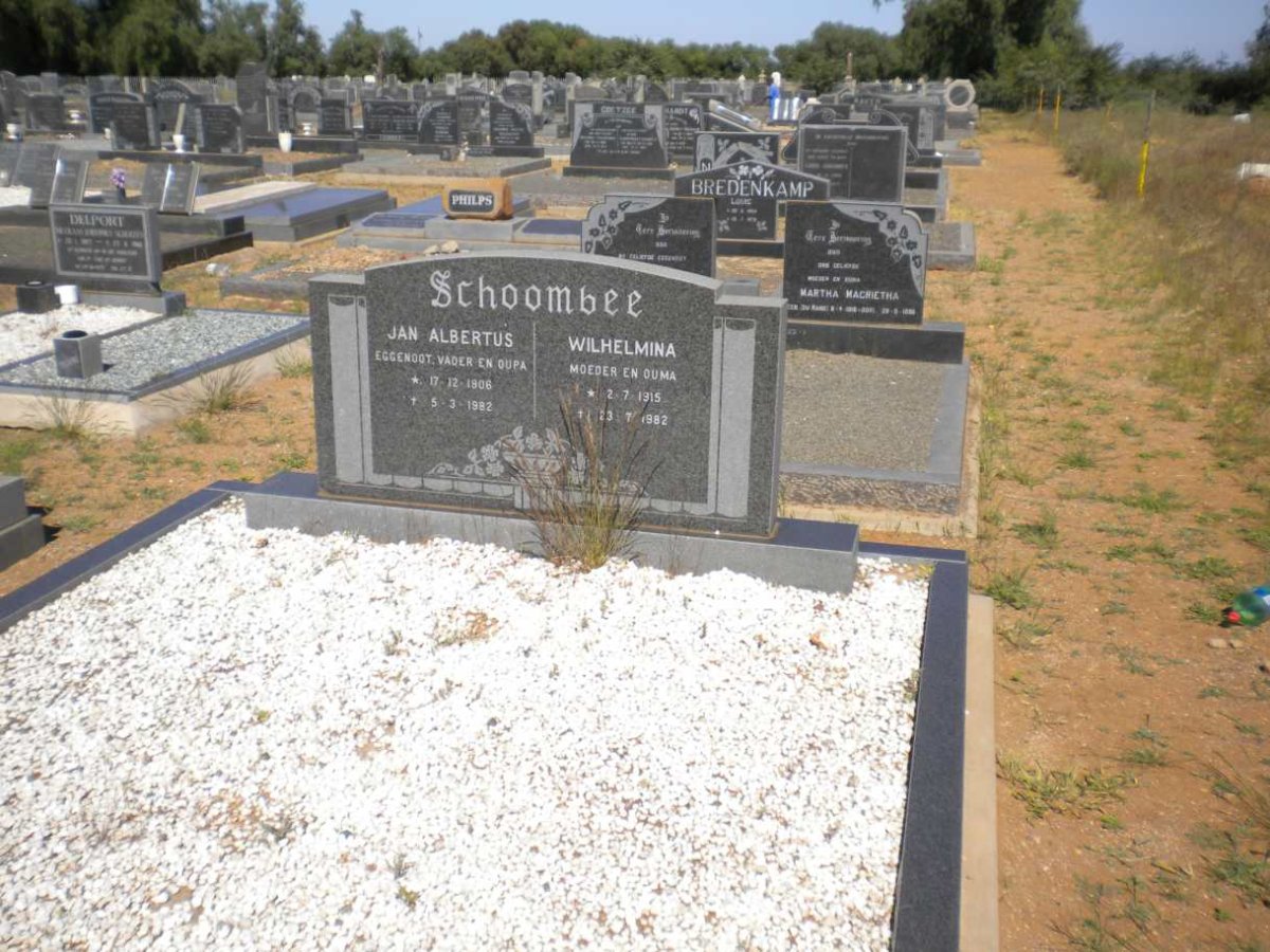 SCHOOMBEE Jan Albertus 1906-1982 &amp; Wilhelmina 1915-1982