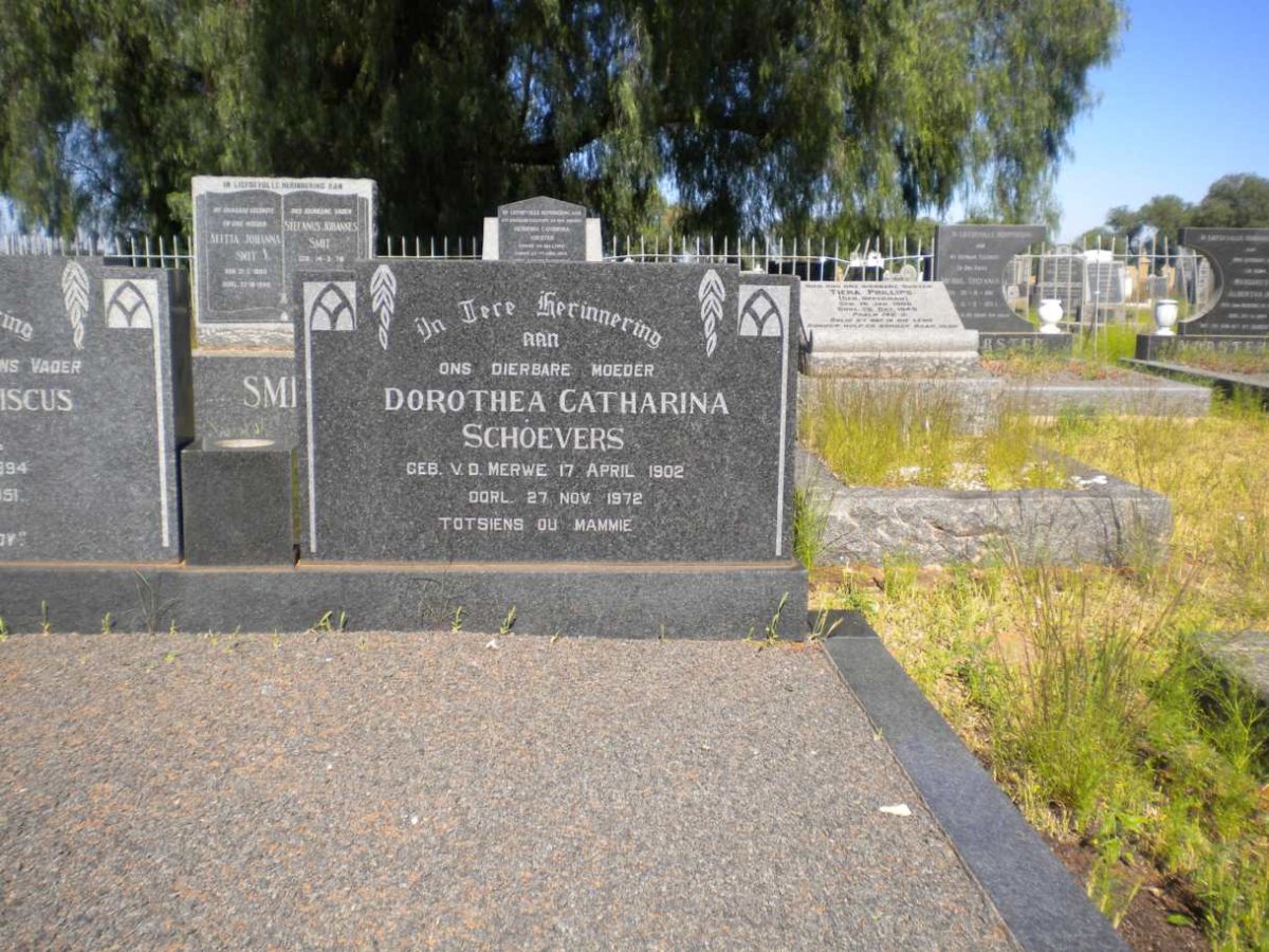 SCHOEVERS Dorothea Catharina nee V.D. MERWE 1902-1972