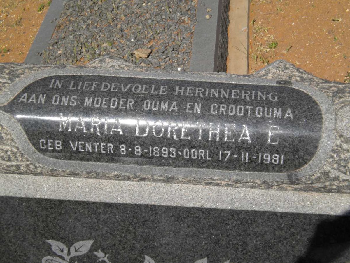 SMIT Maria Dorethea E. nee VENTER 1893-1981