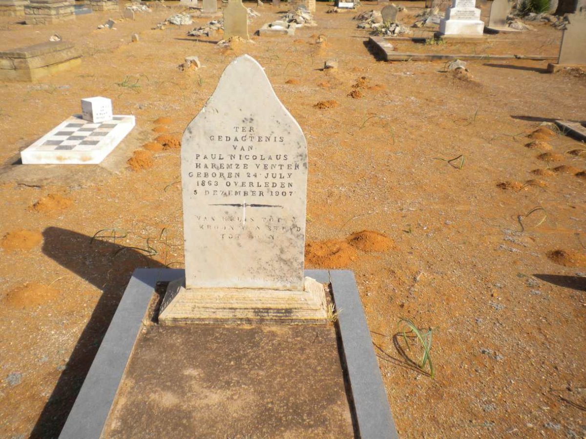 VENTER Paul Nicolaus Haremze 1863-1907