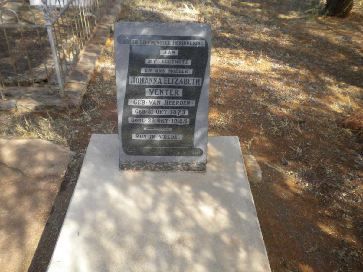 VENTER Johanna Elizabeth nee VAN HEERDEN 1873-1945