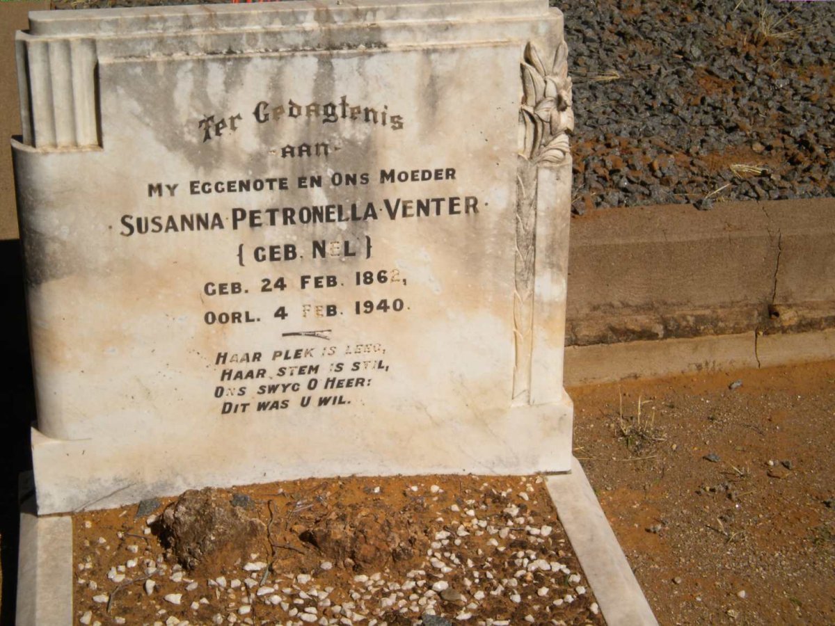 VENTER Susanna Petronella nee NEL 1862-1940