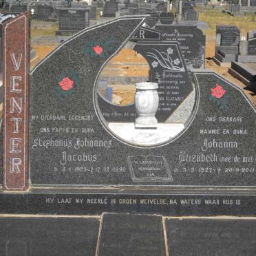 VENTER Stephanus Johannes Jacobus 1925-1992 &amp; Johanna Elizabeth DE WET 1927-2011