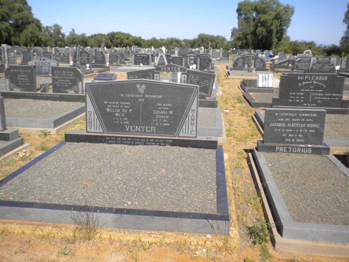 VENTER Willem Du P. 1912-1982 &amp; Susanna M. 1915-2000