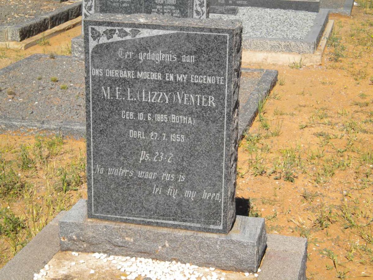 VENTER M.E.L. nee BOTHA 1885-1953