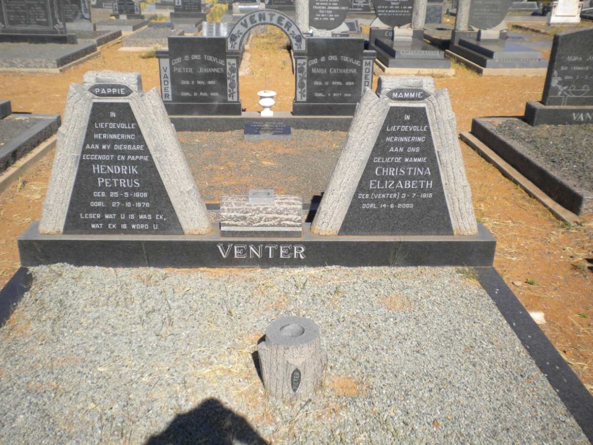 VENTER Hendrik Petrus 1906-1976 &amp; Christina Elizabeth VENTER 1915-2003