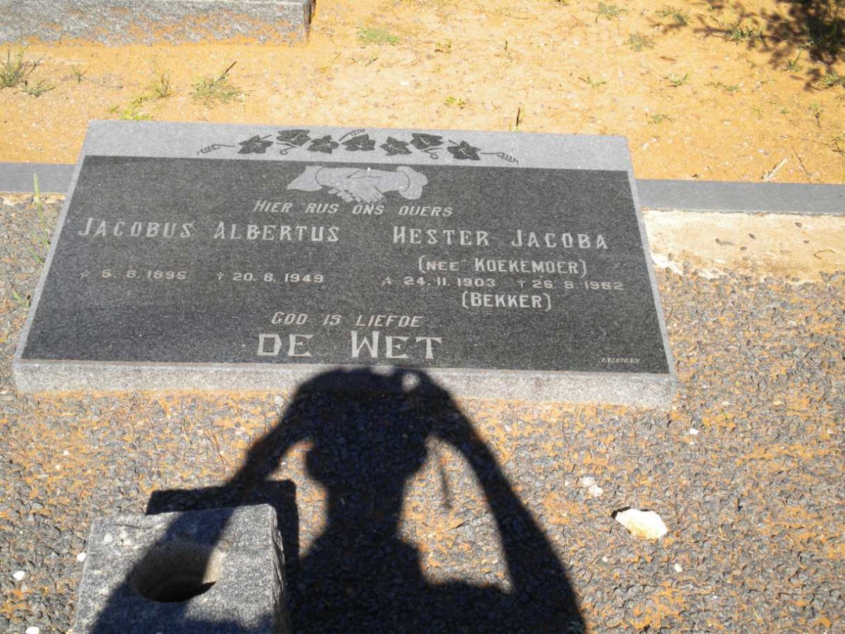 WET Jacobus Albertus, de 1895-1949 &amp; BEKKER Hester Jacoba KOEKEMOER 1903-19?2