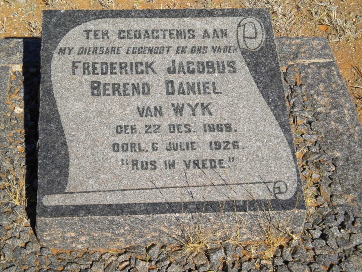 WYK Frederick Jacobus Berend Daniel, van 1868-1926