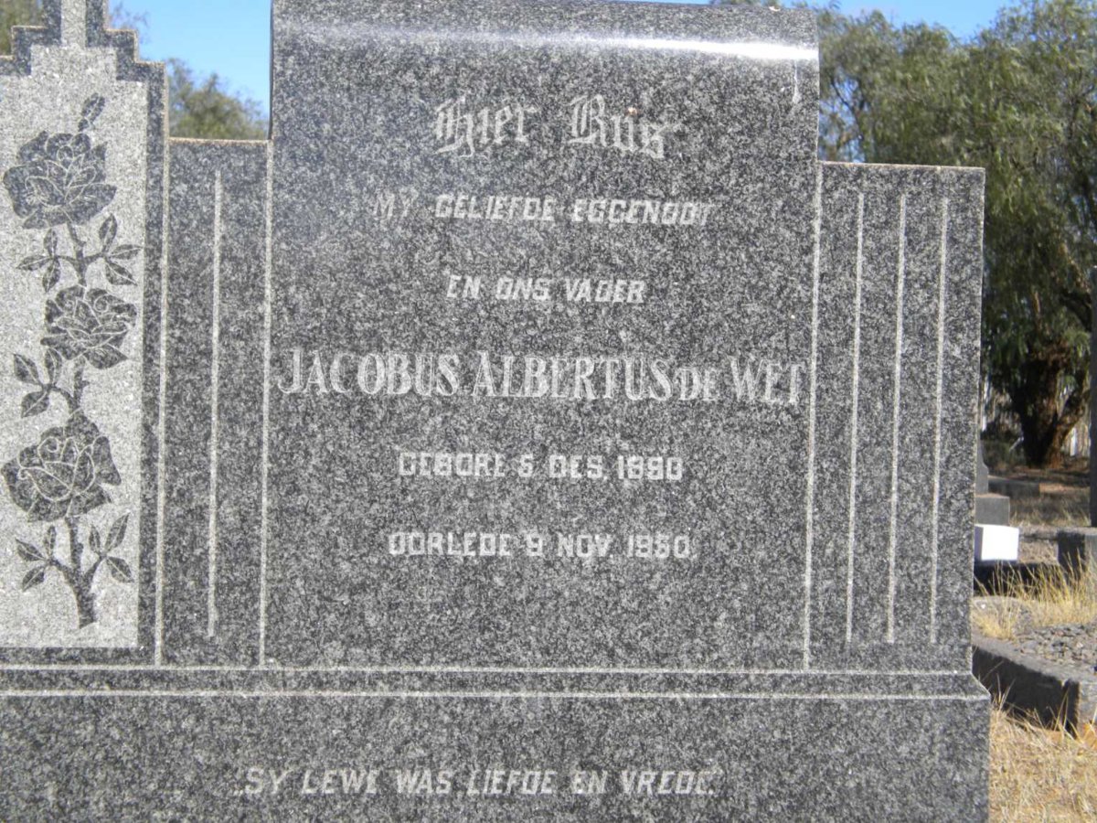 WET Jacobus Albertus, de 1890-1950
