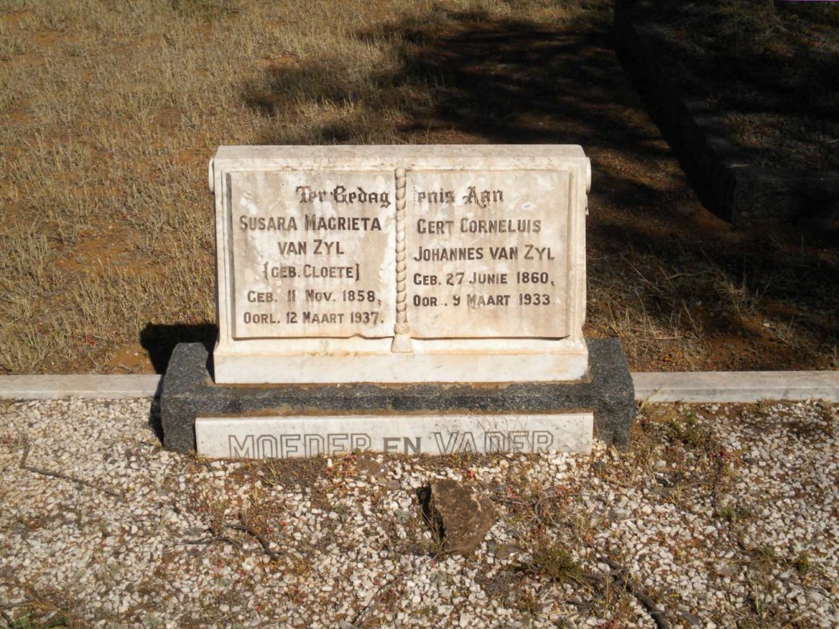 ZYL Gert Cornelius Johannes, van 1860-1933 &amp; Susara Magrieta CLOETE 1858-1937
