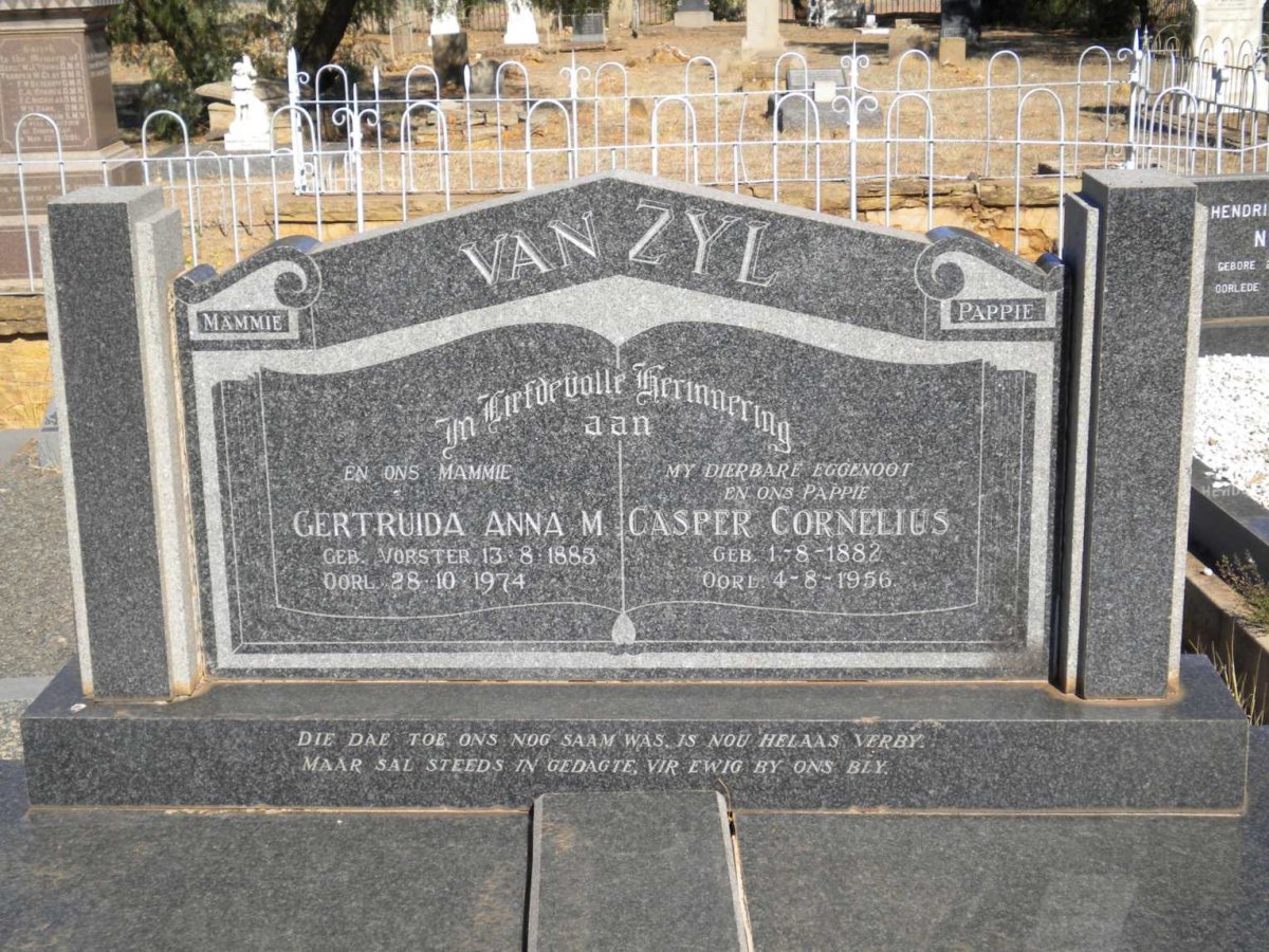 ZYL Casper Cornelius, van 1882-1956 &amp; Gertruida Anna M. VORSTER 1883-1974