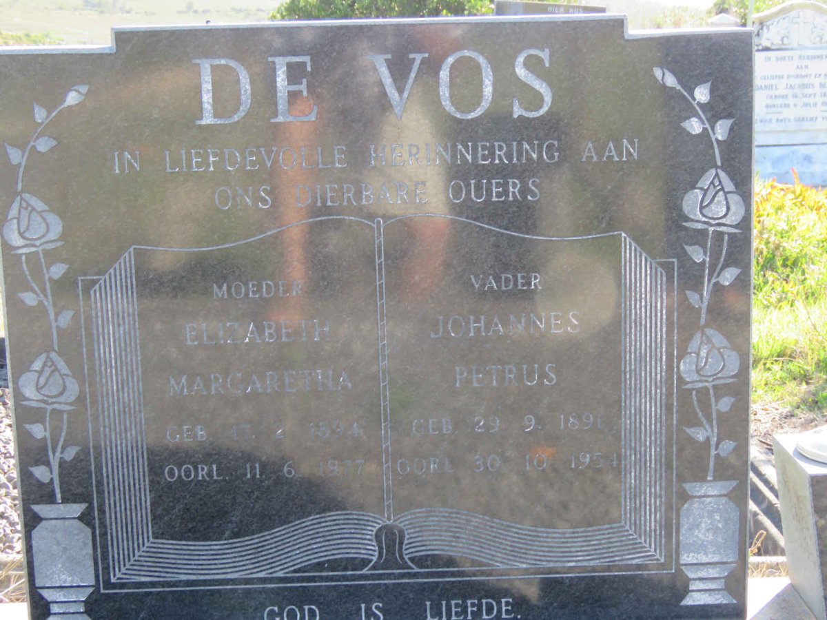 VOS Johannes Petrus, de 1891-1954 &amp; Elizabeth Margaretha 1894-1977