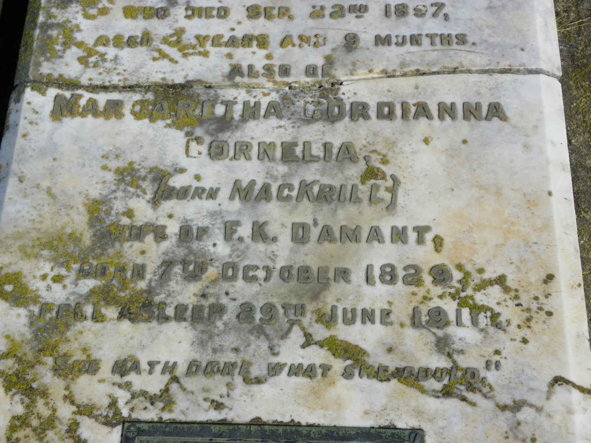 DAMANT F.K. -1901 &amp; Margaretha Gordianna Cornelia MACKRILL 1829-1910 :: DAMANT Abel Daniel -1897