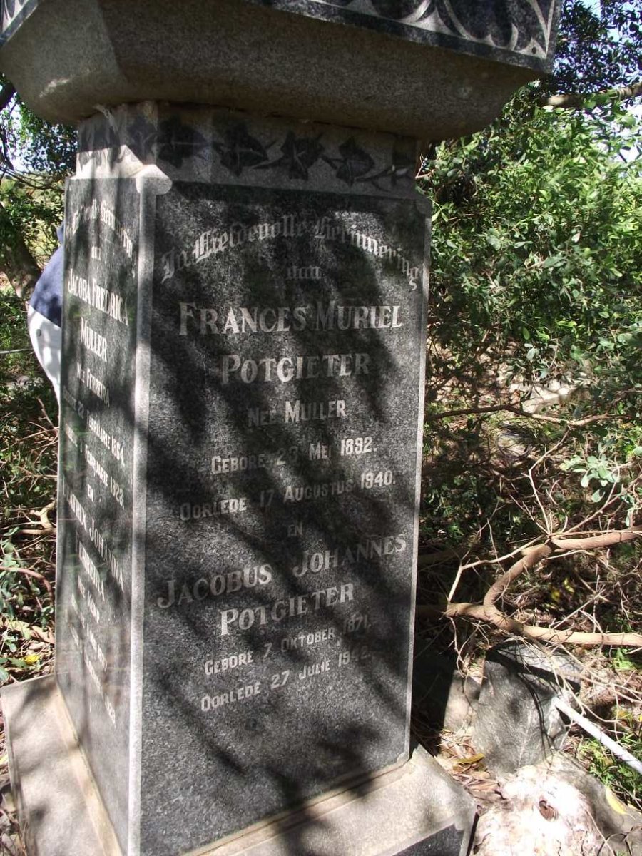 POTGIETER Jacobus Johannes 1871-1942 &amp; Frances Muriel MULLER 1892-1942