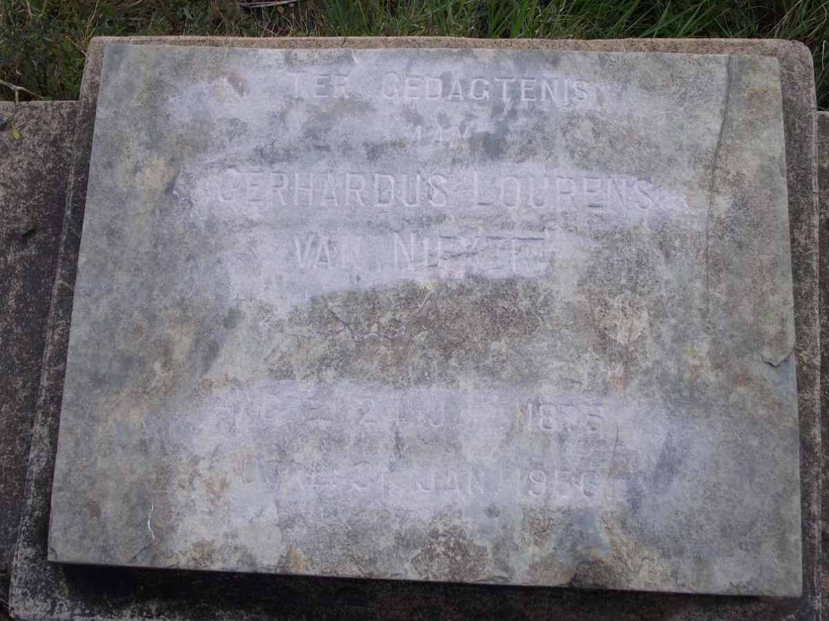 NIEKERK Gerhardus Lourens, van 1876-1956