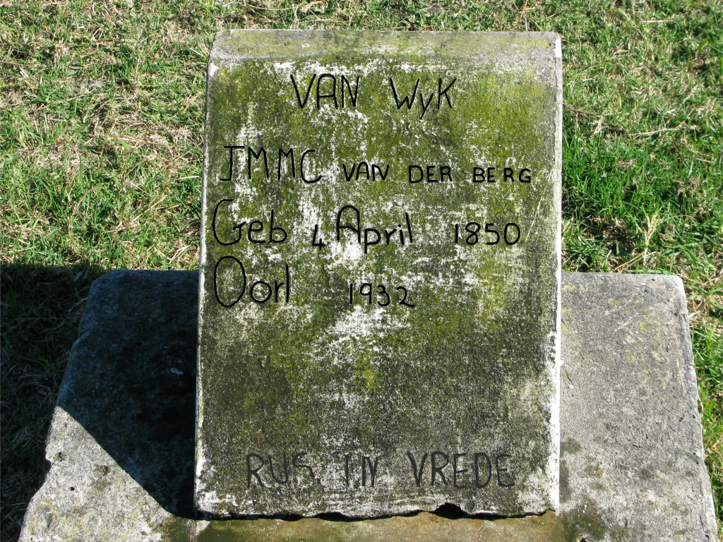 WYK J.M.M.C., nee VAN DER BERG 1850-1932