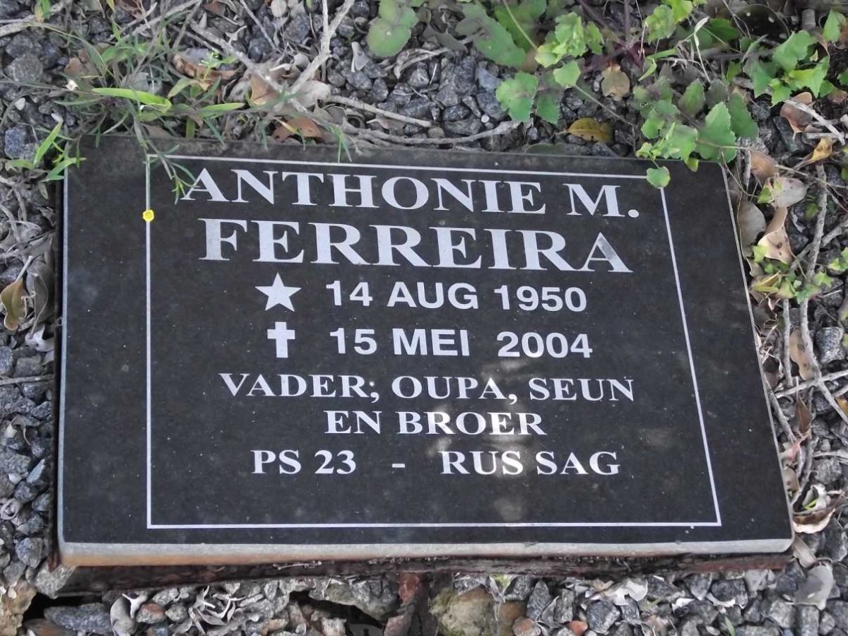 FERREIRA Anthonie M. 1950-2004