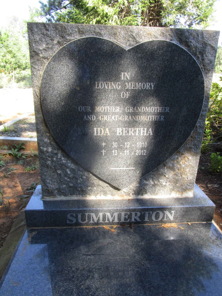SUMMERTON Ida Bertha 1910-2012