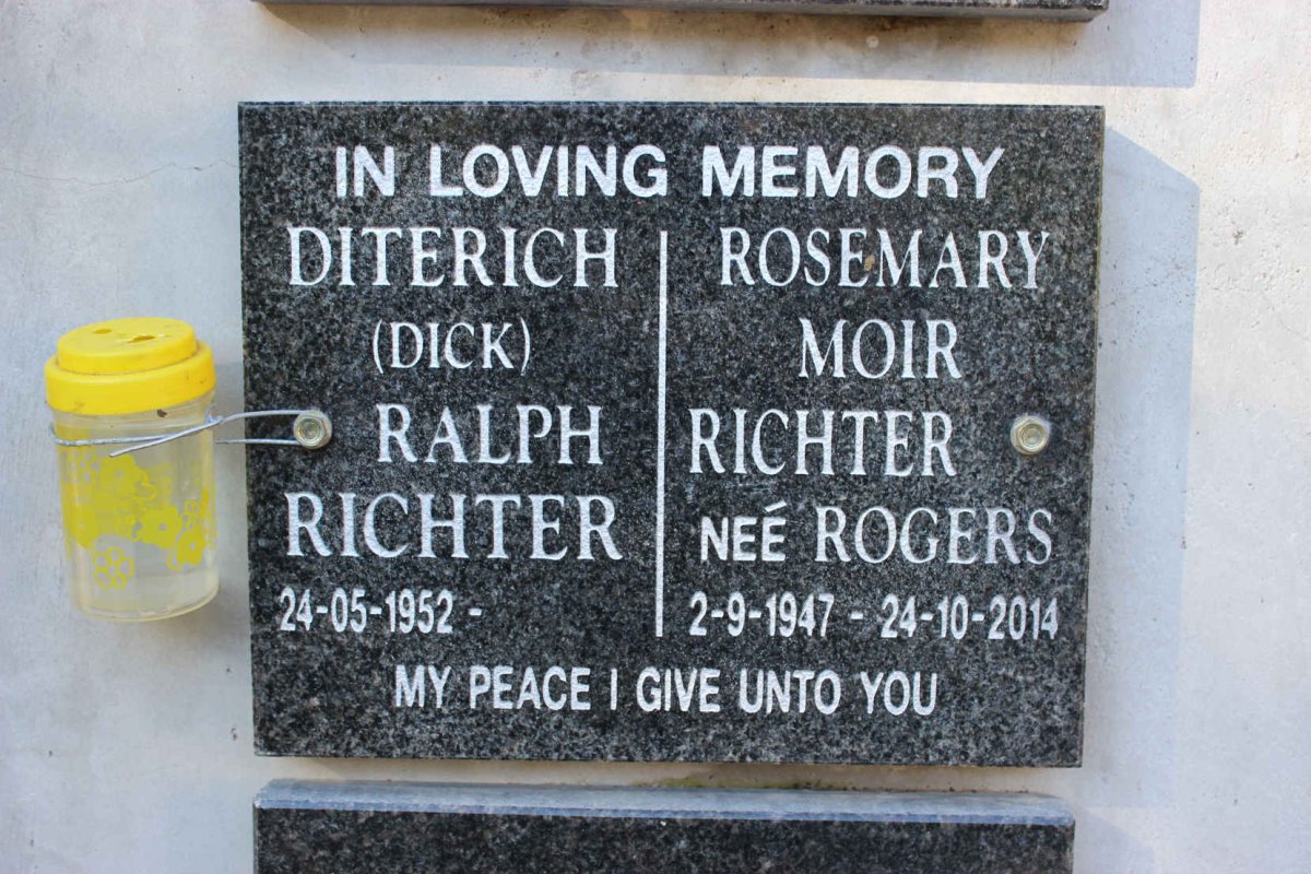 RICHTER Diterich Ralph 1952- &amp; Rosemary Moir ROGERS 1947-2014