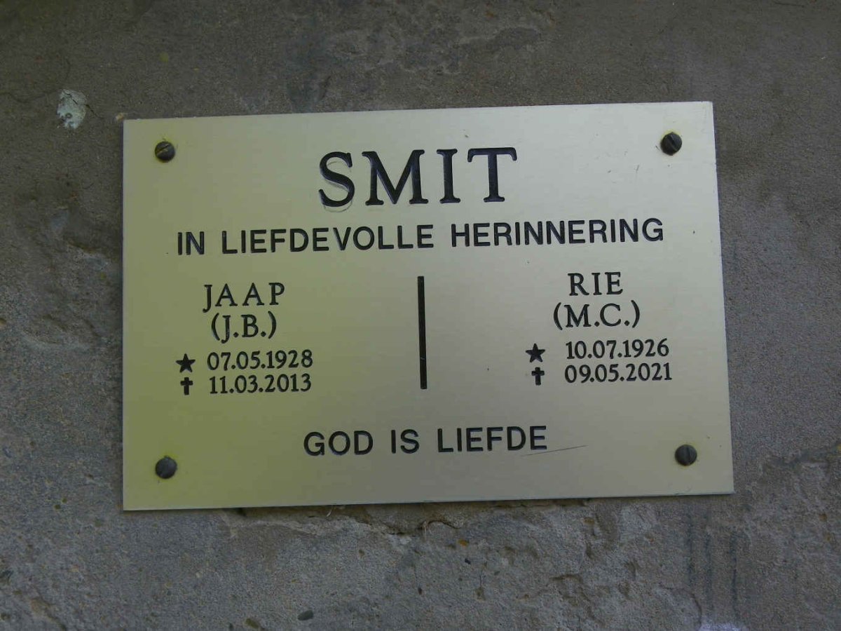SMIT J.B. 1928-2013 &amp; M.C. 1926-2021