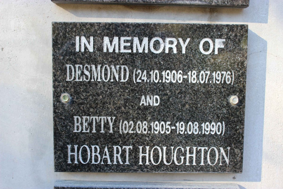 HOUGHTON Desmond, HOBART 1906-1976 &amp; Betty 1905-1990