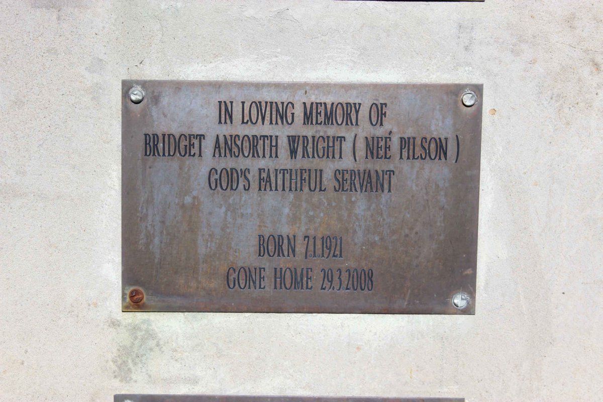 WRIGHT Bridget Ansorth nee PILSON 1921-2008