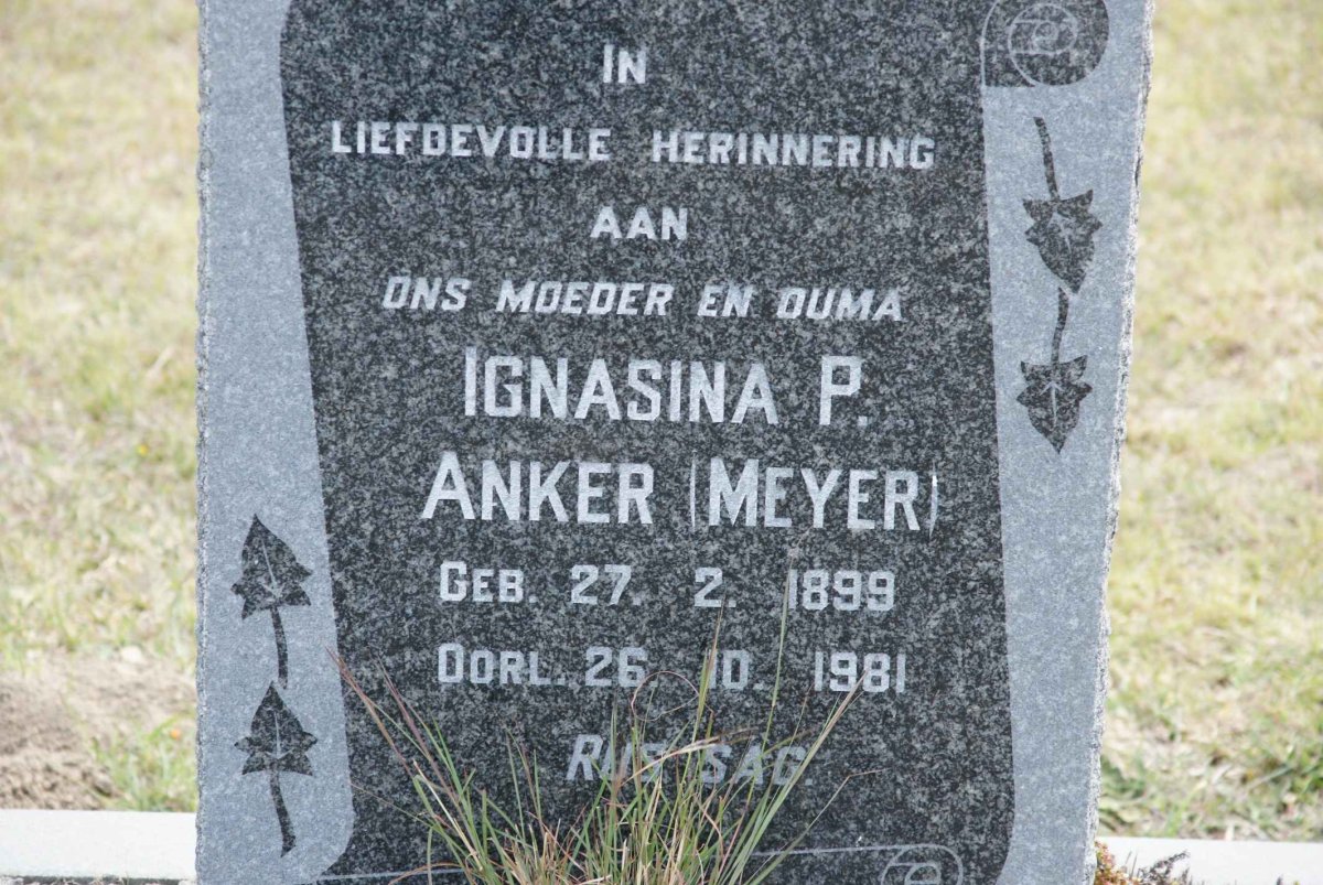 ANKER Ignasina P. nee MEYER 1899-1981