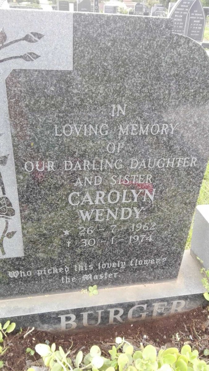 BURGER Carolyn Wendy 1962-1974