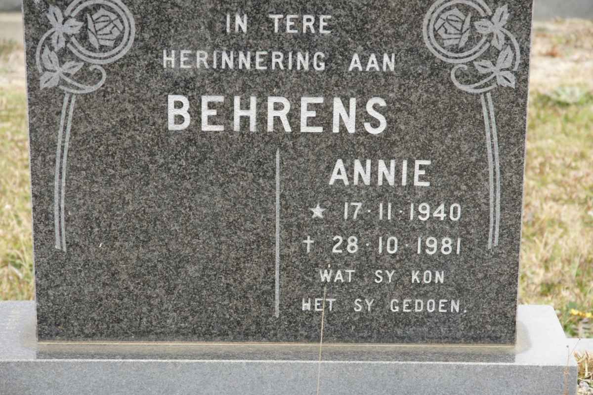 BEHRENS Annie 1940-1981