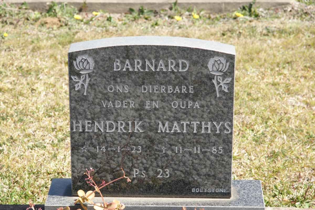 BARNARD Hendrik Matthys 1923-1985