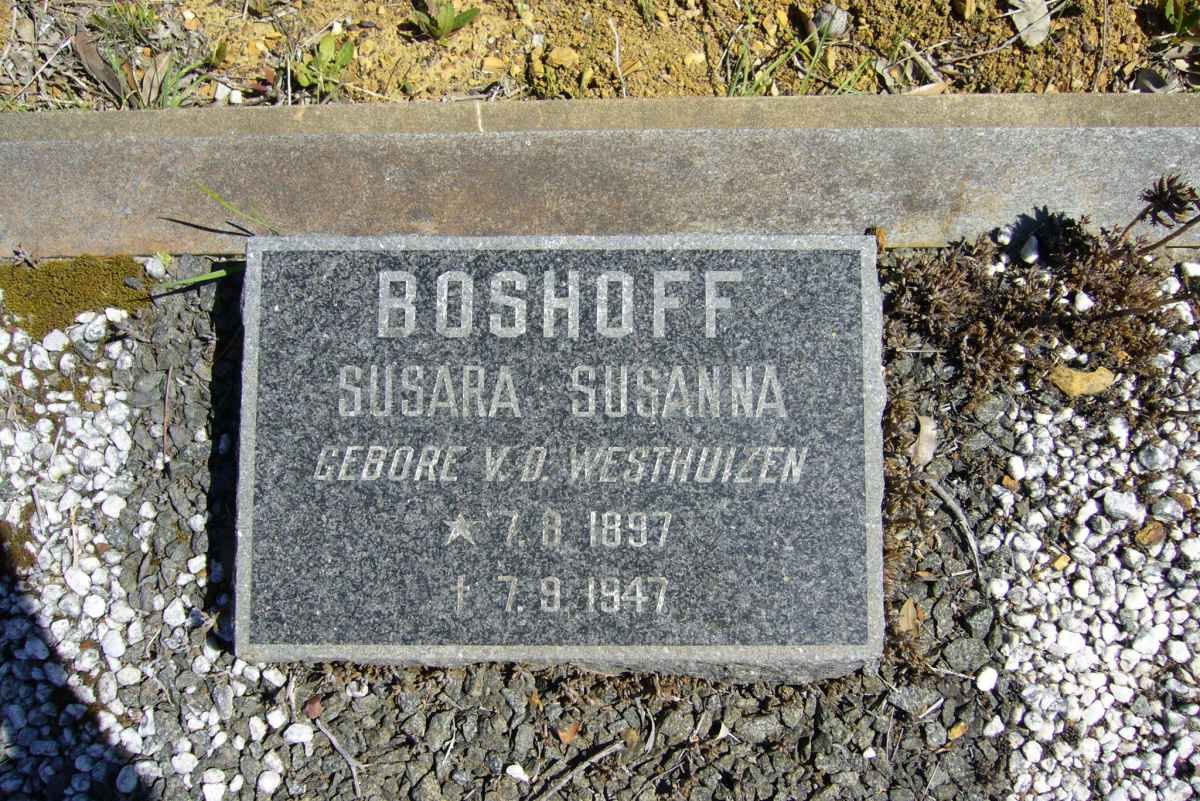 BOSHOFF Susara Susanna nee V.D WESTHUIZEN 1897-1947