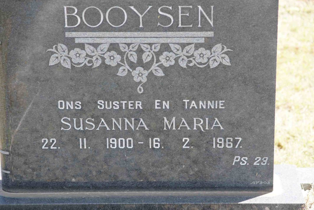 BOOYSEN Susanna Maria 1900-1967