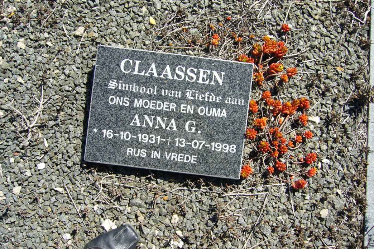 CLAASSEN Anna G. 1931-1998