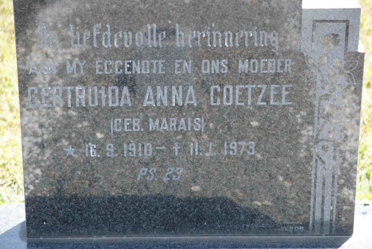 COETZEE Gertruida Anna nee MARAIS 1910-1973
