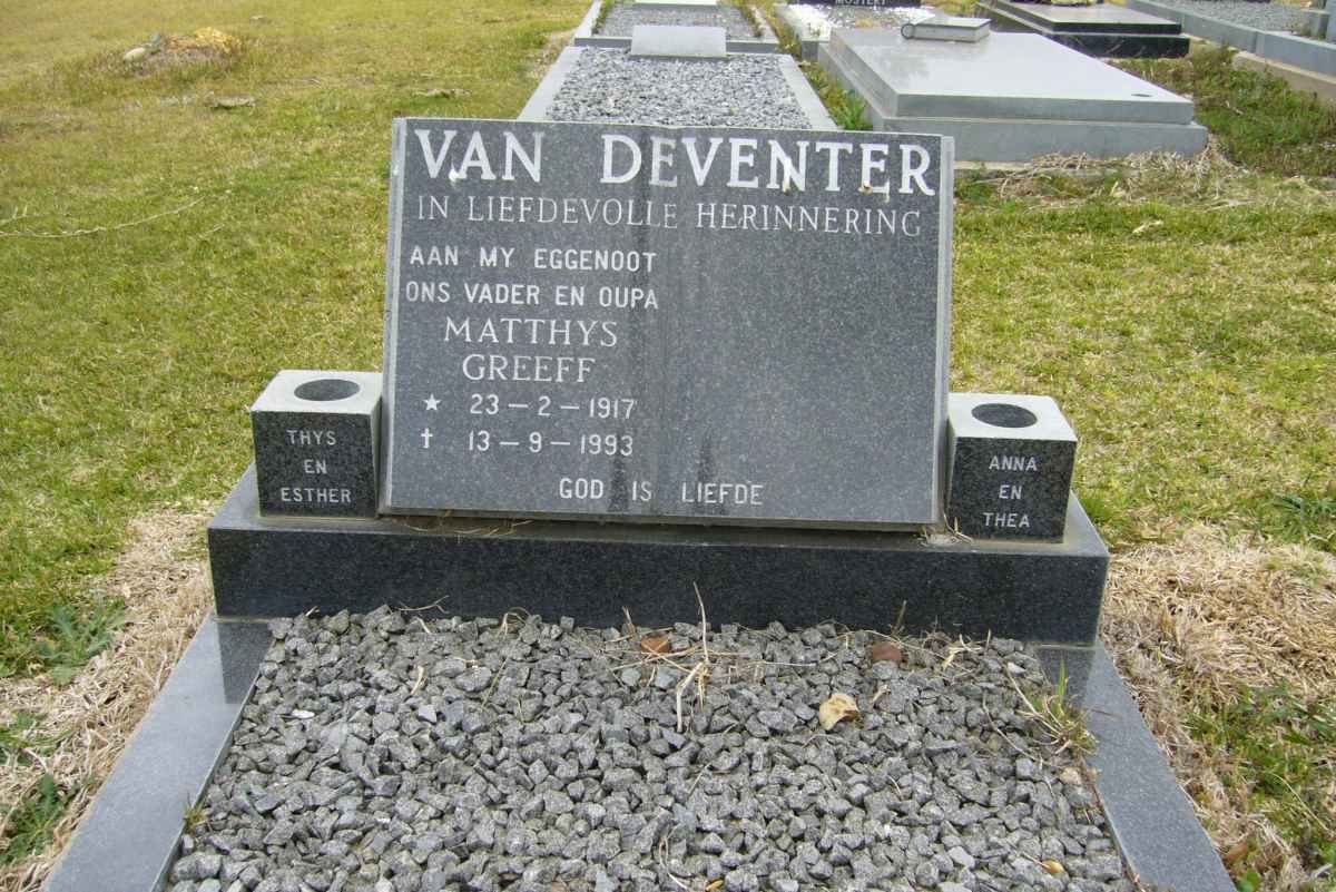 DEVENTER Matthys Greeff, van 1917-1993