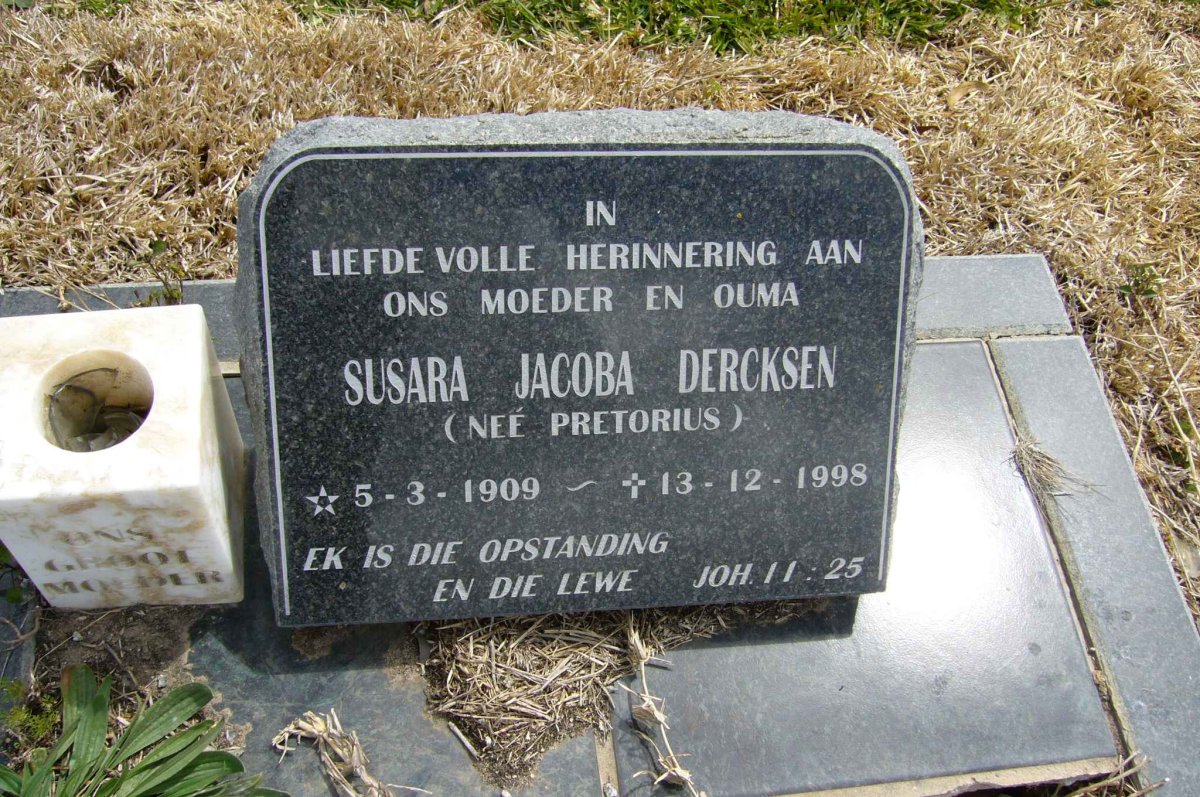 DERCKSEN Susara Jacoba nee PRETORIUS 1909-1998