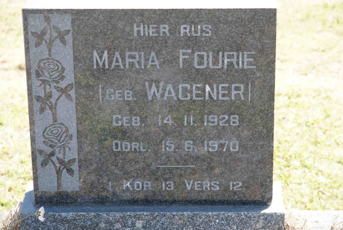FOURIE Maria nee WAGENER 1928-1970