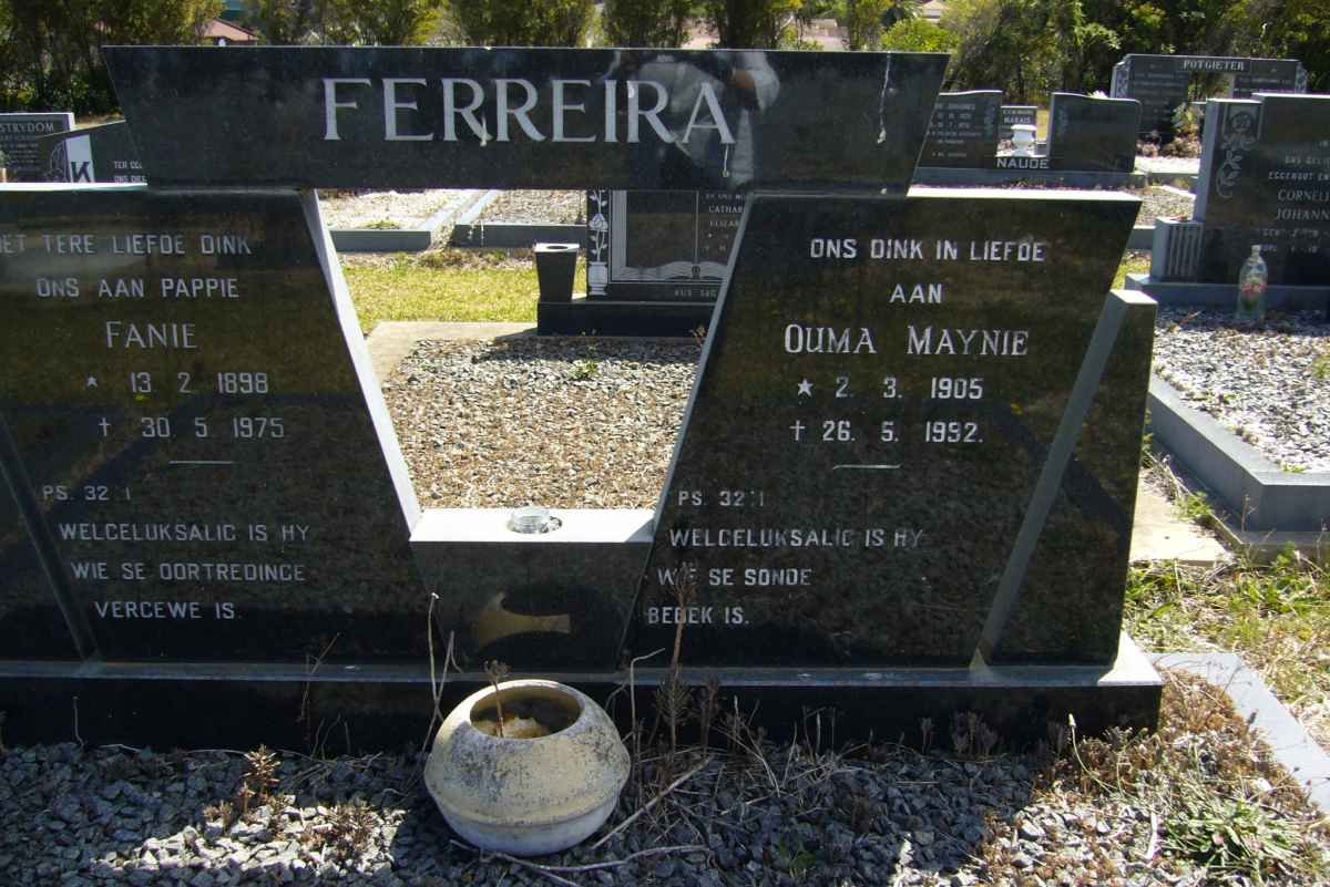 FERREIRA Fanie 1898-1975 &amp; Maynie 1905-1992