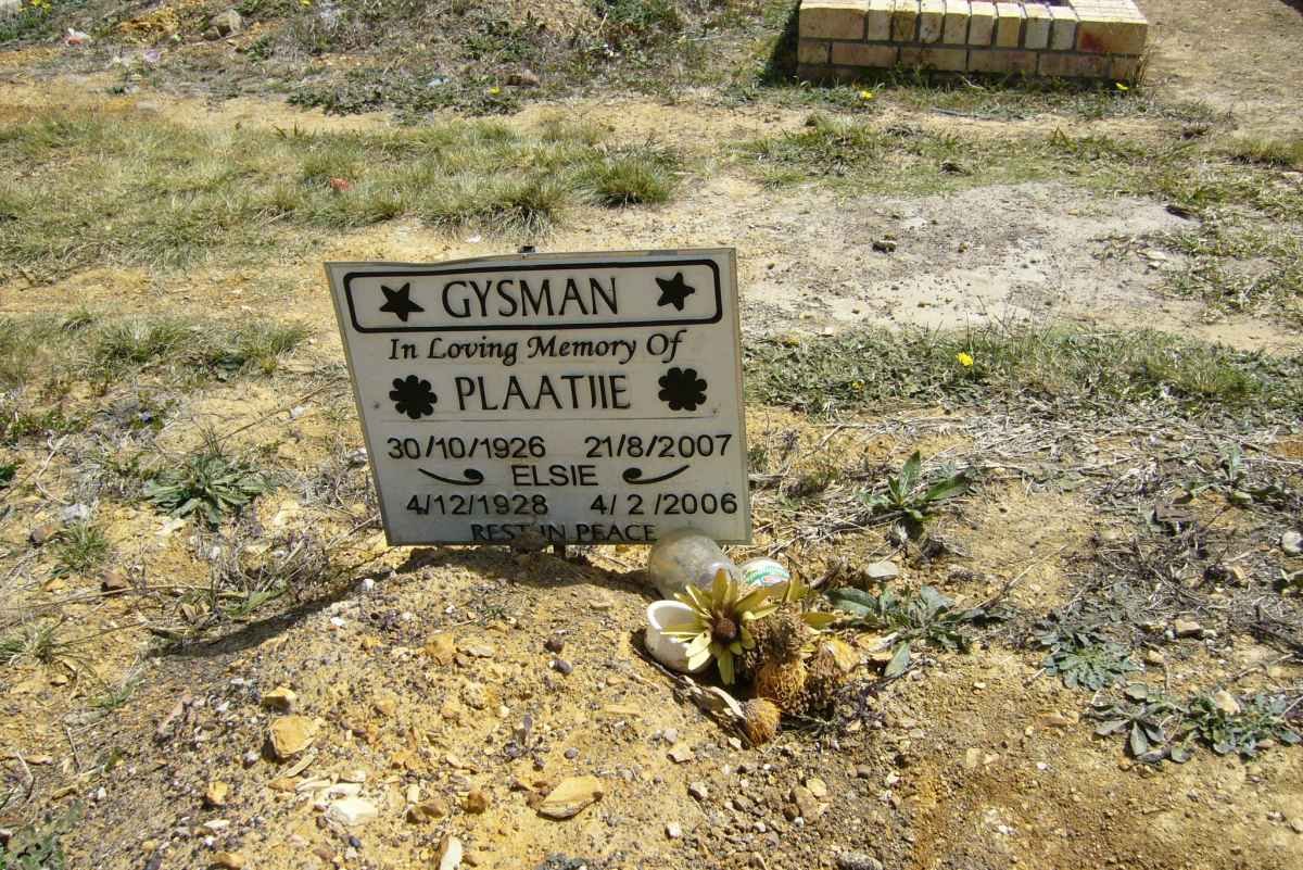 GYSMAN Plaatjie 1926-2006 &amp; Elsie 1928-2006