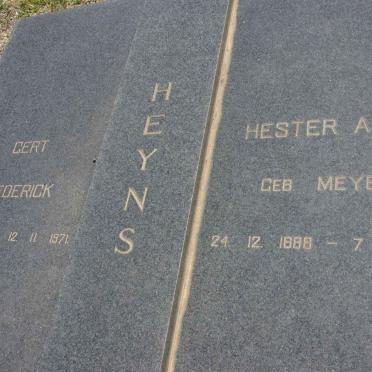 HEYNS Gert Frederick 1885-1971 &amp; Hester Anna MEYER 1888-1972