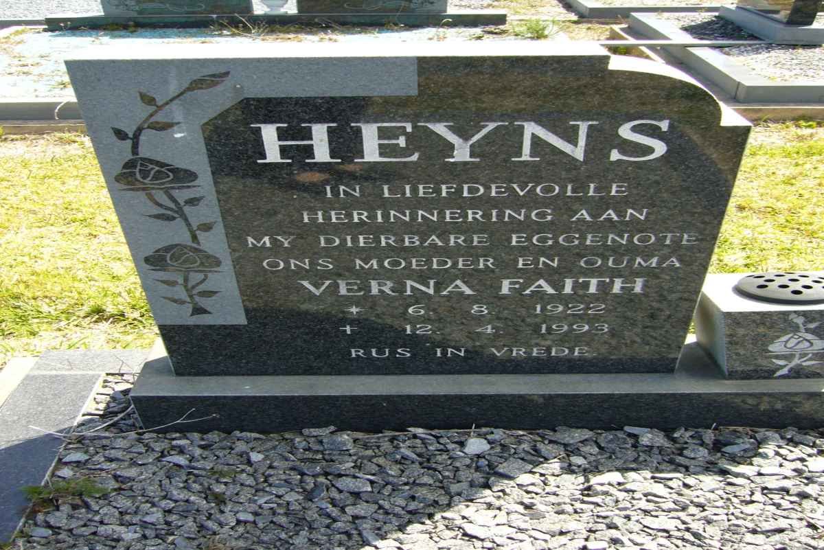 HEYNS Verna Faith 1922-1993