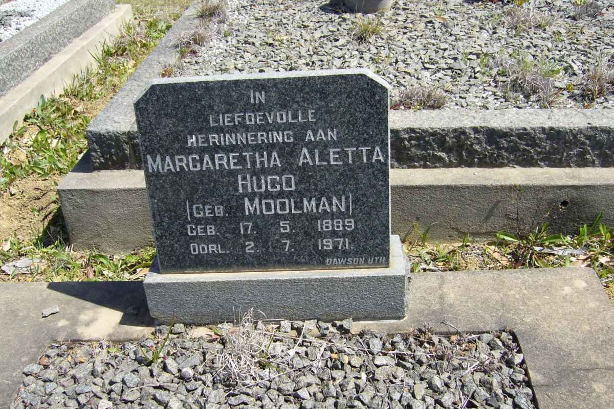 HUGO Margaretha Aletta nee MOOLMAN 1889-1971