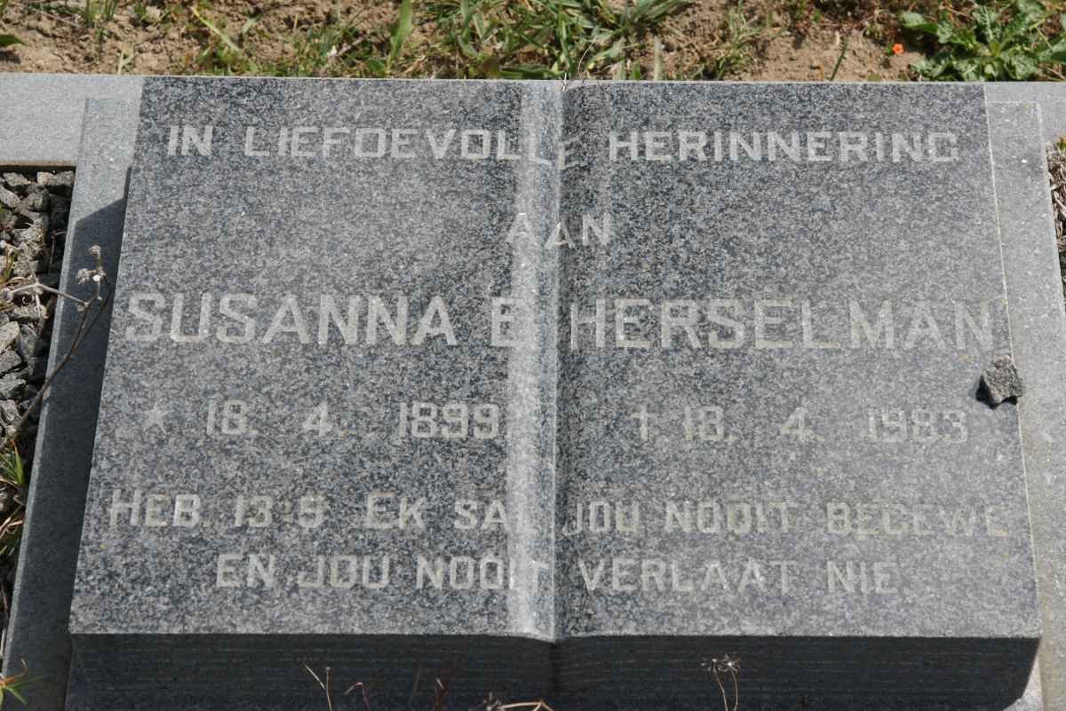 HERSELMAN Susanna E. 1899-1983