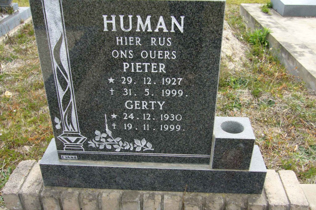HUMAN Pieter 1927-1999 &amp; Gerty 1930-1999