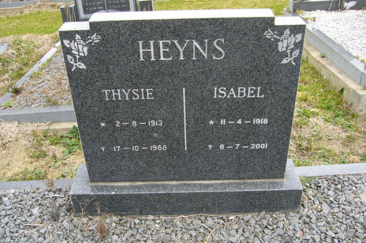 HEYNS Thysie 1913-1988 &amp; Isabel 1918-2001
